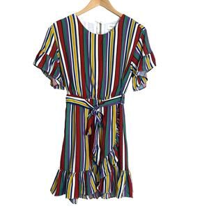 Charlie O. By Kinnicun’s Colorful Striped Dress with Tie Belt New Size Small